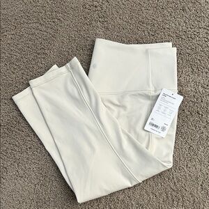 Athleta Cream High-Waist Capri Leggings